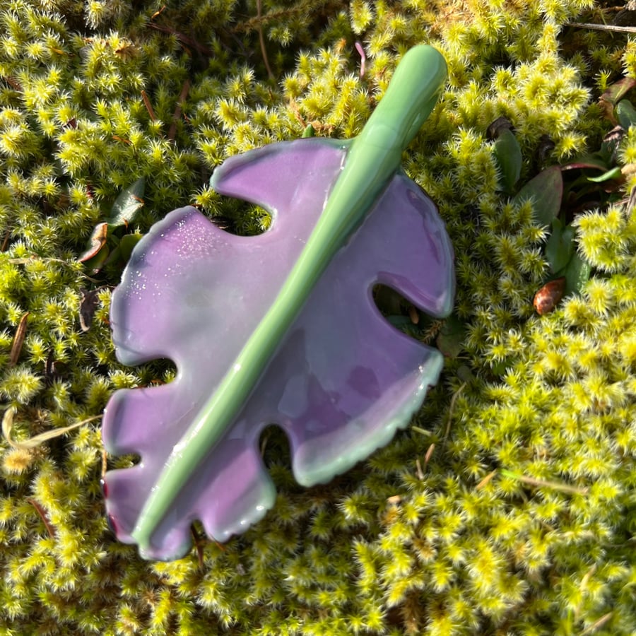 Image of Purple Monstera Style Leaf Pendant