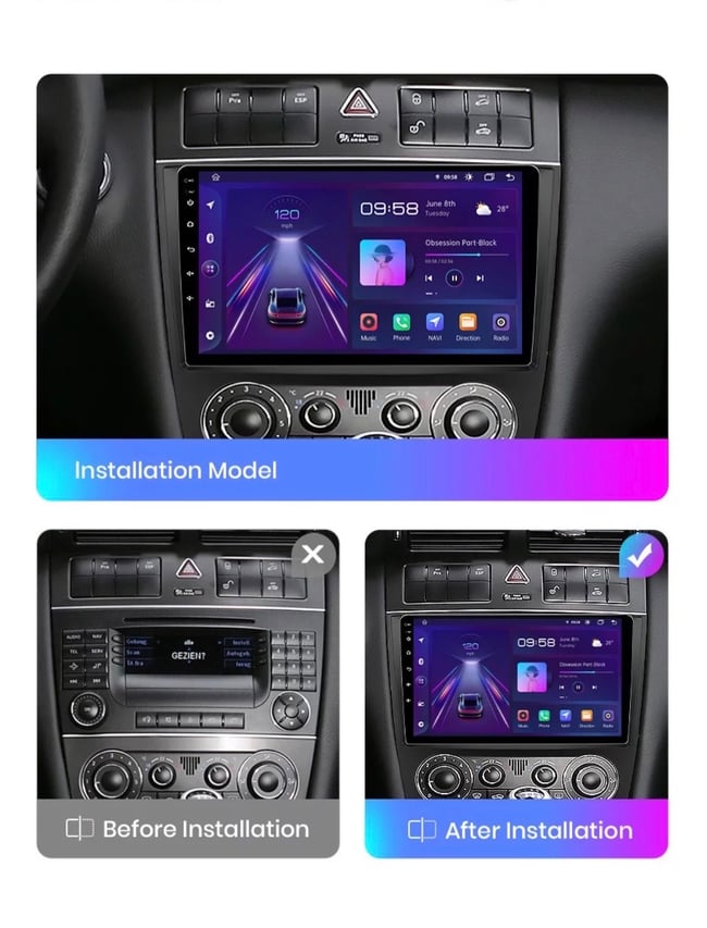 CarPlay Android Auto Headunit Mercedes Benz C/CLK Viano/Vito W203 W209 W168  DAB Radio Sat Nav BT