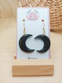 Image 1 of Black and Gold Moon Earrings 