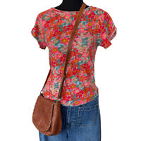 Image 1 of Natural Life 70s Retro Style Floral Cotton Tee Shirt - Size M 