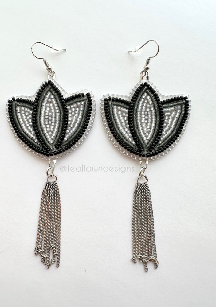 Image of Black & Grey Beaded Earrings