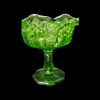 Image 2 of Vintage L.E Smith Heritage Quintec Green Glass Compote