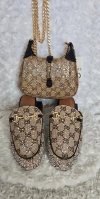 PRE ORDER - Size 9 Brown Gorg Girl Bling Mule sandals with matching Small Crossbody - Black trim