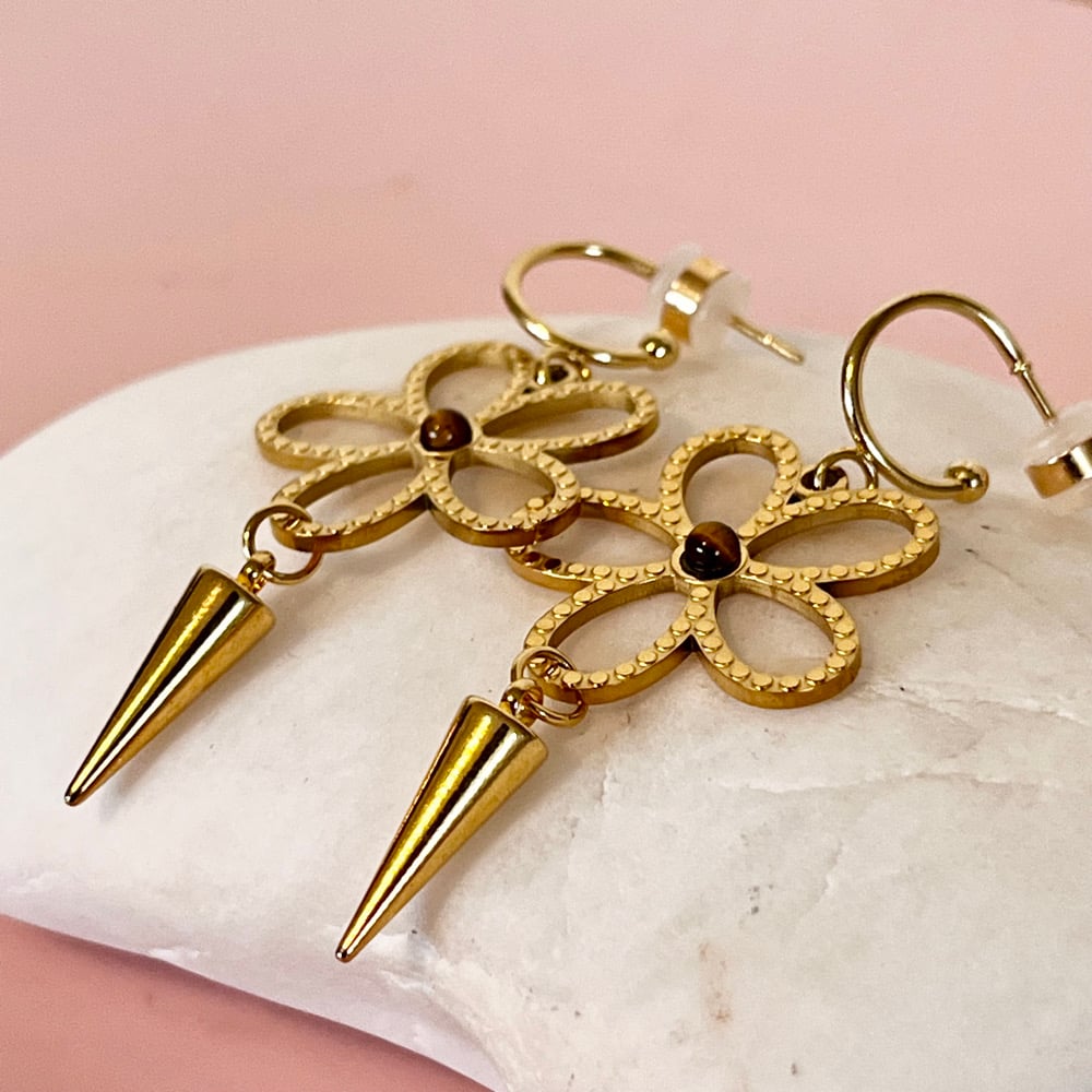 Image of Midi Flower and Spike Half Hoops