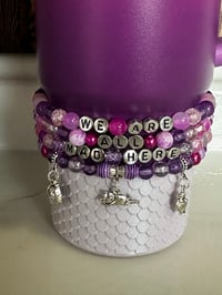 Image 1 of Cheshire Cat Tumbler Bracelet Stack | Alice in Wonderland Cup Bracelet