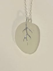 Image 3 of Sea Glass Necklace With Sterling Silver Branch Bail