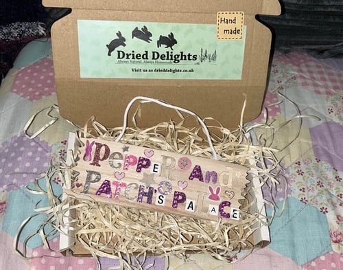 Image of Handmade hanging wooden name/slogan saying sign