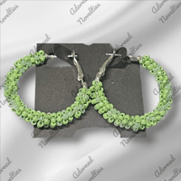 Image 2 of  ANA826012 Small Bead-Wrapped Hoop Earrings