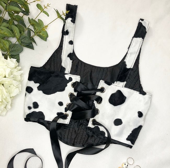 multiple animal prints* velboa reversible corset