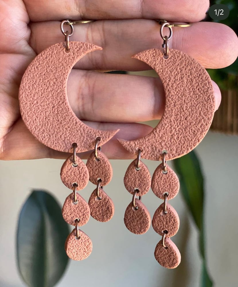 Image of Textured moon drop dangles 