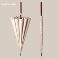 Image 4 of Umbrella Automatic Large Double 16 Bone Solid Wood Handle Men's Umbrella Retro Thick Long Handle Umb