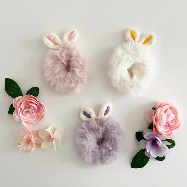 Image of Faux Fur Bunny Scrunchie 