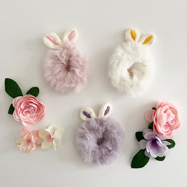 Image of Faux Fur Bunny Scrunchie