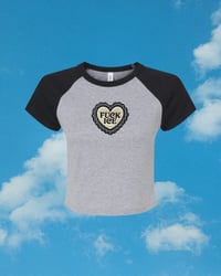 Image 1 of Fuck Ice- Gingham Scalloped Heart Baby Tee