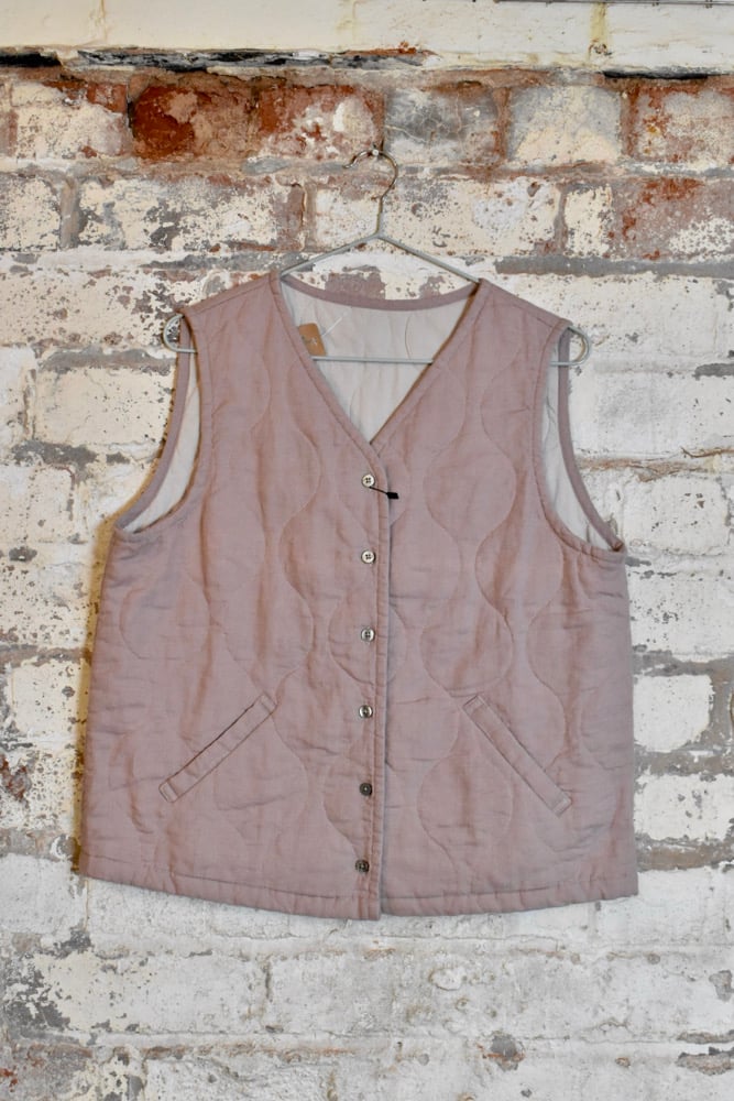 Image of Linen Dusty Pink Stitched Gilet 