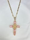 VIRGENCITA PRETTY N PINK ICED OUT NECKLACE 