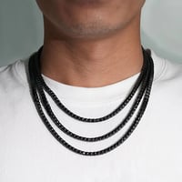 Image 5 of TFGLBU 4/5mm Certified Black Moissanite Necklace for Men Hip Hop Stainless Steel Full Lab Diamond Te