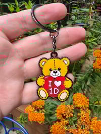 Image 2 of I Love 1D Teddy Bear - One Direction Enamel Pin and Keychain - 1D Fan Merch