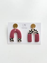 Paire de boucles d'oreilles céramique TOTEM U vieux rose