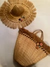 1960s raffia beach tote and matching hat