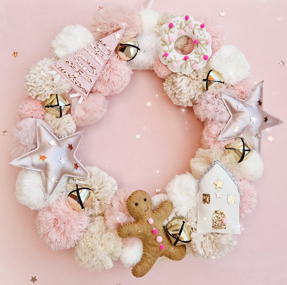 Image of Ho Ho Ho Christmas Wreath. Pink Edition.
