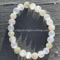 Image 1 of Selenite, Labradorite & Crackle Clear Quartz Bracelet (Just 3 left!)