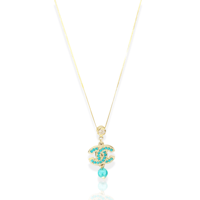 Image 1 of Teal Pearl Coco Chanel Necklace