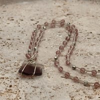 Image 1 of Mauve Wire-Wrapped Sea Glass Necklace