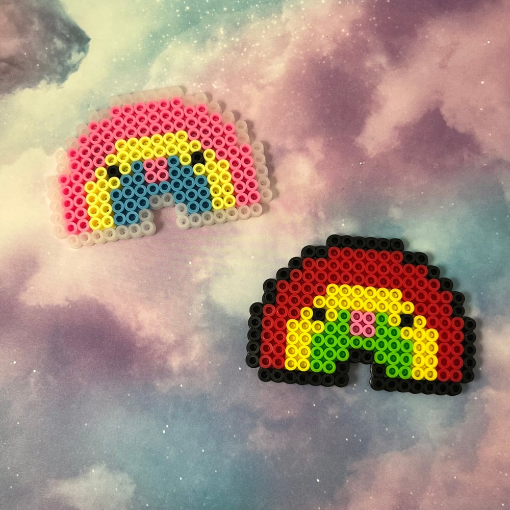 Image of Kawaii Rainbow Perler Kandi Fridge Locker Magnet
