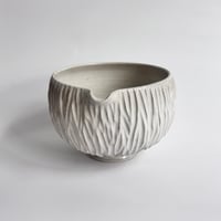 Image 2 of Matcha Bowl with Spout - White Carvings