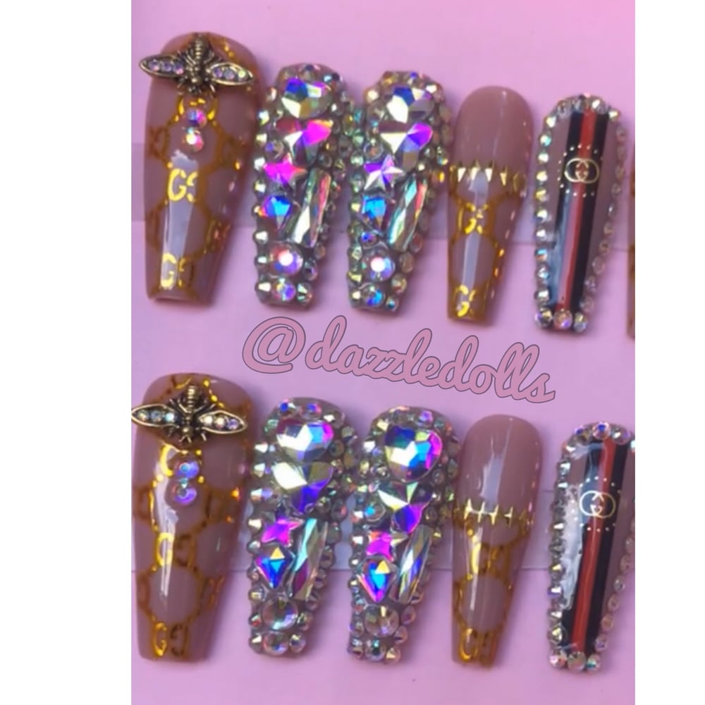Image of Gucci inspired diamond coffin shaped set
