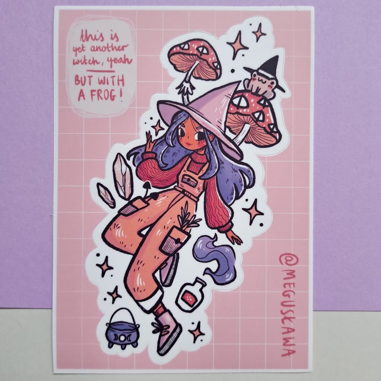 Frog Witch - A6 vinyl sticker Image 4