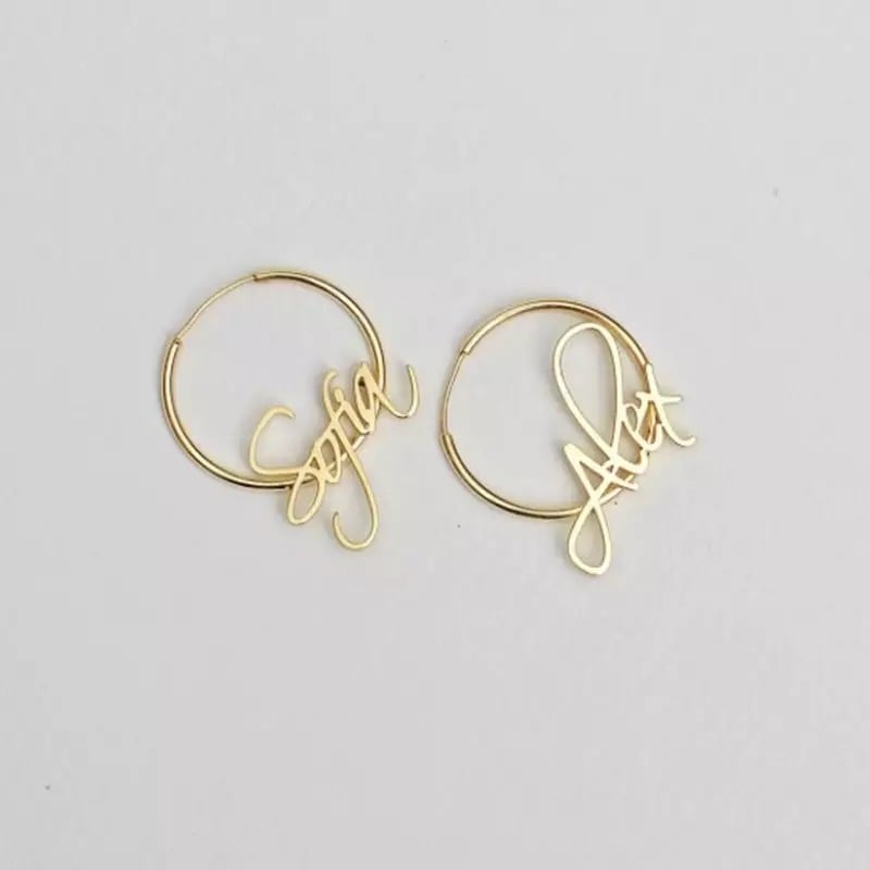 Image of Custom Hoop Name Earrings 