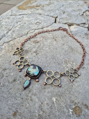 Bullet casings black and blue necklace 