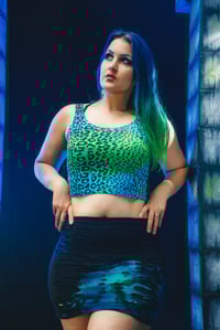 Image 8 of XS/S Tie Dye Leopard Print Crop Top