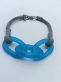 ‘Elusive Blue’ Glass Triple Chain & Rope Mooring Necklace