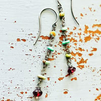 Image 2 of turquoise and garnet earrings