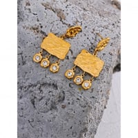 Image 2 of PALOMA Geometric Textured 18ct Dangle Earrings with Cubic Zirconia Stones
