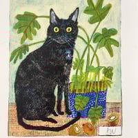 Image 5 of A5 art print -Kiwi the black cat (custom option available)