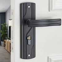 Image 1 of Black Door Lever Lock Set – Manganese Steel Silent Bearing Handle with Keys, Keyed Entry Lock for 