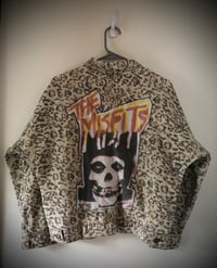 Image 1 of Upcycle “Misfits” cheetah print denim jacket