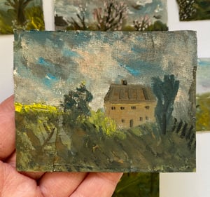 Image of Old house on the hill - tiny painting 