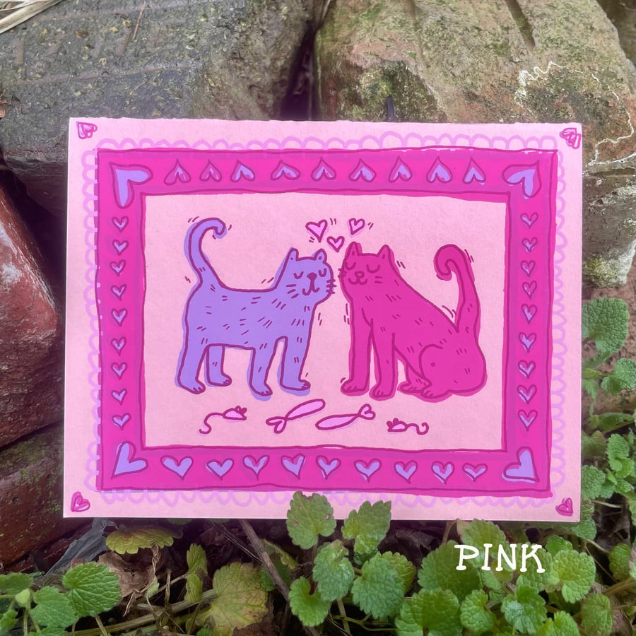 Image of Cats with hearts card