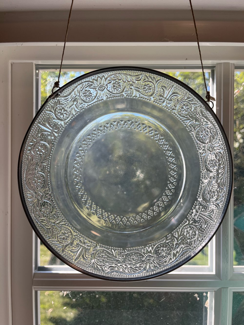 Image of Round Vintage 7 inch glass- hanging