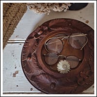 Image 1 of Carved hardwood cloche base / trinket dish
