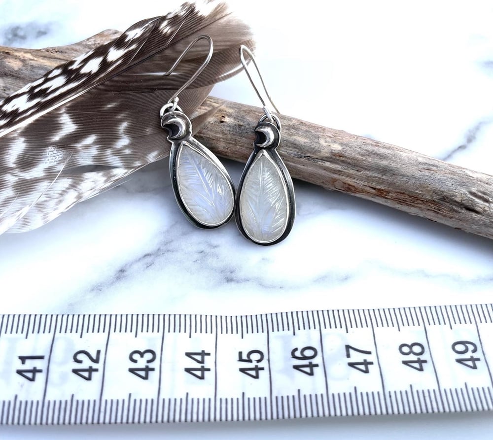 Handmade Sterling Silver Moonstone Celestial Moon Earrings 925
