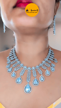 Image 4 of Sia White-Stunning AD Necklace Set with Earrings in White