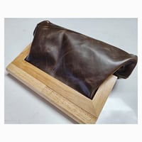 Image 5 of Chocolate Leather & Timber Clutch 