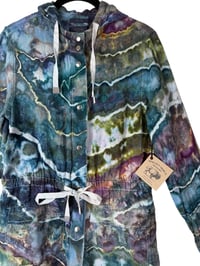 Image 13 of ♻️ UPCYCLED S 100% Linen Hooded Jacket in Deep Geode Ice Dye
