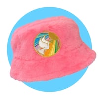 "Never Again" Pink Fur Bucket Hat